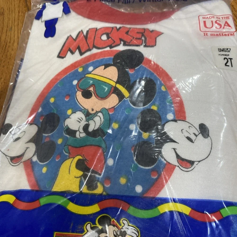 Vtg NOS Lullaby Land‎ Pajamas 2 Piece Mickey Sz 2 Toddler